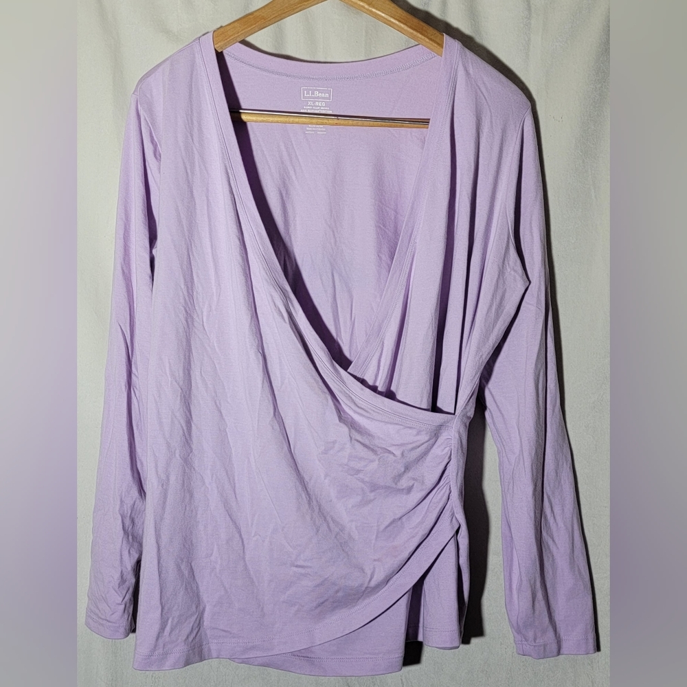 Ll Bean Women's Purple Cross Wrap Top Size X- Large